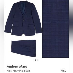 Andrew Marc kids suit size 8 skinny fit tuxedo suit set